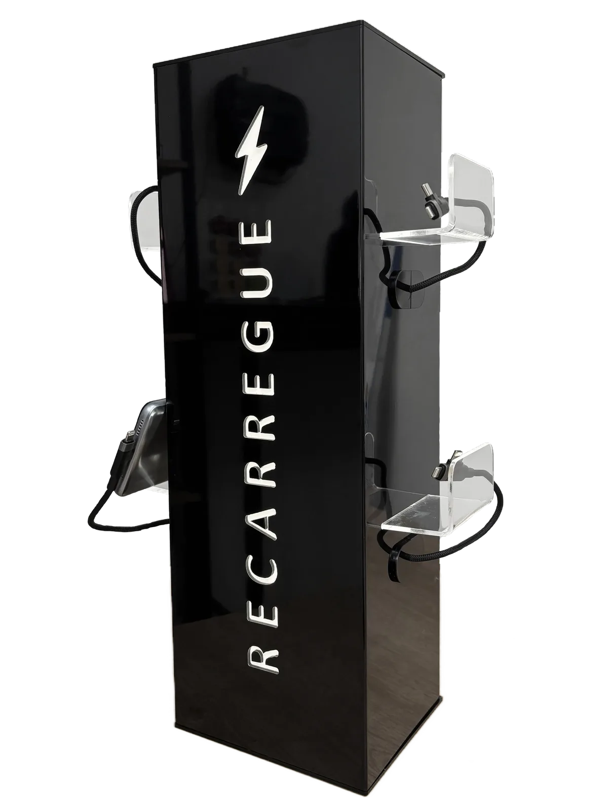 Mini Totem Carregador Preto Plascril